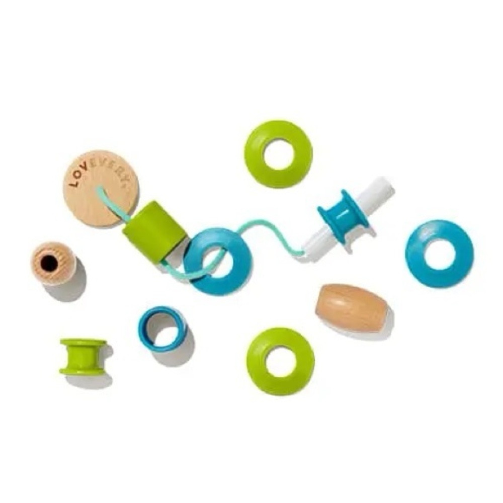LOVEVERY Colorful Wooden Lacing Bead Set